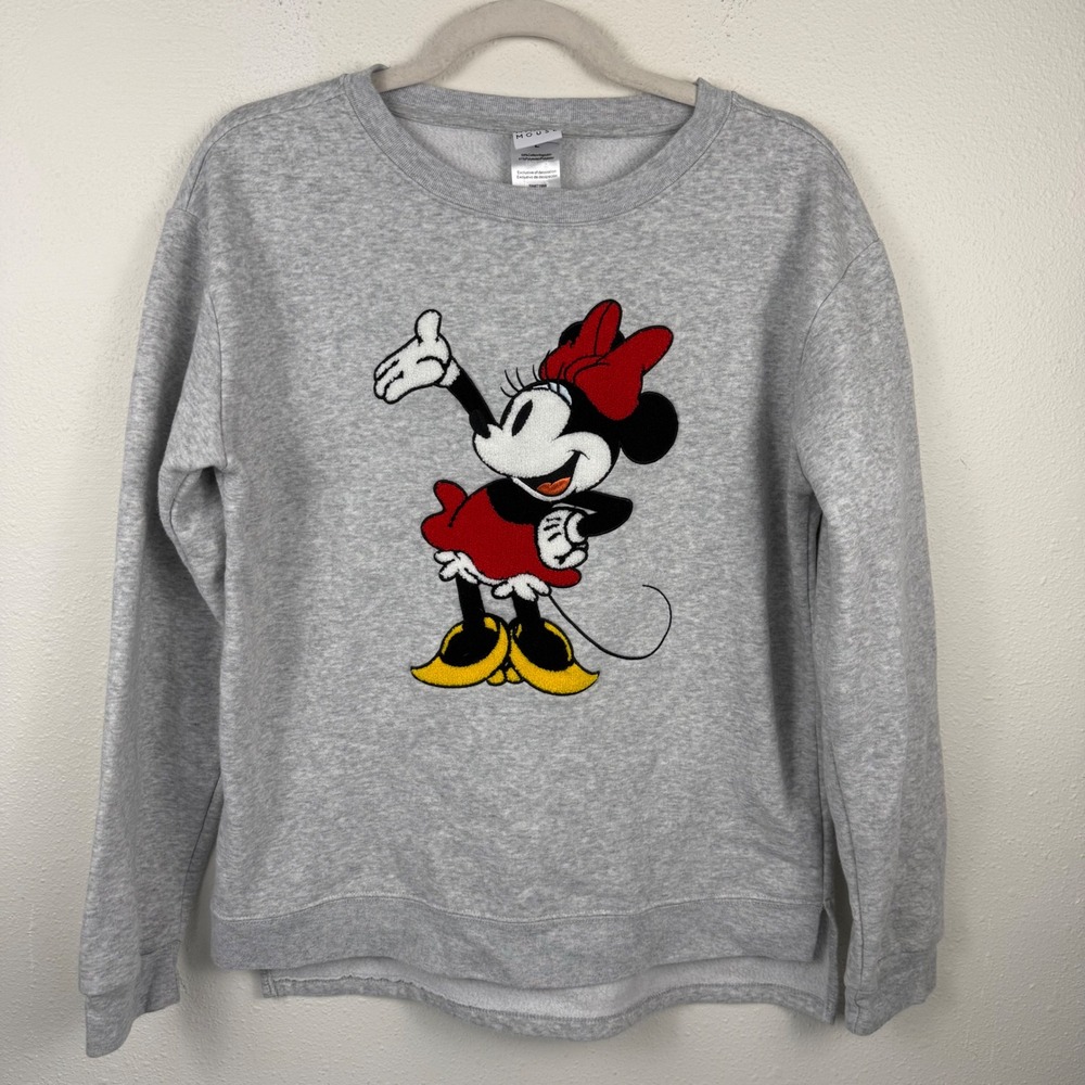Disney Minnie Mouse Grey Heather Pullover Sweatshirt High Low Hem IESJCJ7-2L98 L